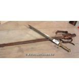 19TH CENTURY FRENCH ARTILLERY SIDE ARM ALONG WITH A BRITISH OFFICERS LEATHER SCABBARD