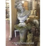 20TH CENTURY GRECIAN CAPITAL OF A CLASSICAL TORSO ON FLUTED COLUMN, 460 X 410 X 1535