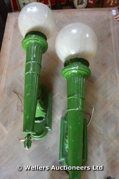 PAIR OF 20TH CENTURY VICTORIAN STYLE METAL EXTERIOR LANTERNS, 1070H - Image 2 of 2