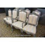 A SET OF EIGHT (6 + 2 CARVERS) 20TH CENTURY LOUIS XV REVIVAL DINING CHAIRS