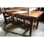 19TH CENTURY FRENCH FRUITWOOD FARMHOUSE TABLE WITH CENTRAL DRAWER ON 'H' FRAME BASE, 2000 X 790 X