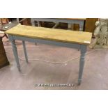 19TH CENTURY ELM TOPPED PAINTED CONSOLE TABLE MADE FROM OLD ELEMENTS, 1170 X 340 X 720