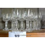 TWELVE CUT GLASS SHERRY GLASSES