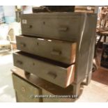 20TH CENTURY GREEN PAINTED THREE DRAWER CHEST, 650 X 300 X 650