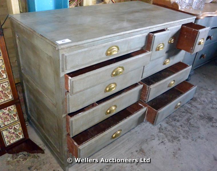 20TH CENTURY SHOP FITTING CABINET OF 13 DRAWERS, LATER PAINTED, 1220 X 600 X 920