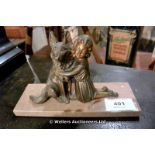1930S SPELTER STUDY OF YOUNG GIRL WITH ALSATIAN ON MARBLE BASE, 280 LONG