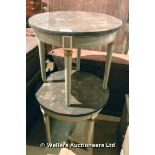 PAIR OF 19TH CENTURY FRENCH EMPIRE STYLE OCCASIONAL TABLES WITH FAUX MARBLE TOPS, 600D