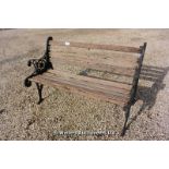 20TH CENTURY METAL ENDED GARDEN SEAT WITH WOODEN SLATS, 1280 LONG