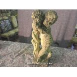 20TH CENTURY COMPOSITION STONE STATUE OF A PUTTI, NICELY WEATHERED, 220 X 165 X 605