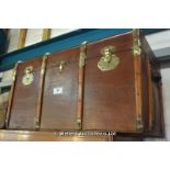 CIRCA 1900 TRAVELLING TRUNK WITH BRASS FITTINGS, NICELY RESTORED