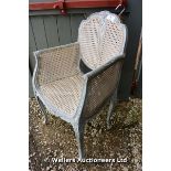 20TH CENTURY LOUIS XV STYLE DOUBLE CANED BERGERE SALON ARMCHAIR