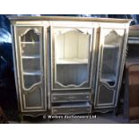 20TH CENTURY LOUIS XV THREE DOOR GLAZED PAINTED BOOKCASE, 1770 X 430 X 750