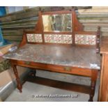 EDWARDIAN MARBLE TOP WASH STAND WITH TILED BACK, 1230 X 570 X 700