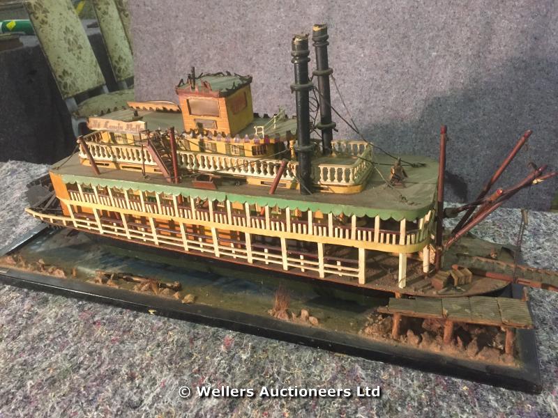 20TH CENTURY MODEL (BUILT FROM SCRATCH) OF ST LOUIS BELLE MISSISSIPPI PADDLE STEAMER, 810 X 280 X