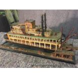 20TH CENTURY MODEL (BUILT FROM SCRATCH) OF ST LOUIS BELLE MISSISSIPPI PADDLE STEAMER, 810 X 280 X