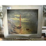 20TH CENTURY FRAMED OIL ON BOARD DEPICTING SEASCAPE, SIGNED, 700 X 580