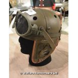 SCREEN USED TANKERS HELMET AND GOGGLES FROM ONE OF THE TANK CREW MEMBERS (AS USED IN THE 2014