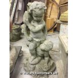 COMPOSITION STONE STATUE OF TWO CHILDREN, 330 X 320 X 690
