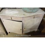 EARLY 20TH CENTURY MARBLE TOPPED SERPENTINE FRONTED PAINTED CHIFFONIER, 1360 X 560 X 980