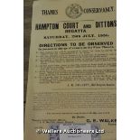 THAMES CONSERVANCY HAMPTON COURT AND DITTON CELEBRATION POSTER, DATED 1956