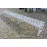 A VERY LONG 20TH CENTURY POOLSIDE BENCH, 3800 LONG