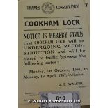 THAMES CONSERVANCY COOKHAM LOCK CELEBRATION POSTER, DATED 1956