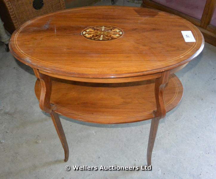 19TH CENTURY OVAL OCCASIONAL TABLE WITH FINE QUALITY INLAY, 720 X 440 X 700