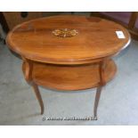 19TH CENTURY OVAL OCCASIONAL TABLE WITH FINE QUALITY INLAY, 720 X 440 X 700