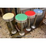 A SET OF FOUR AMERICAN DINER STYLE BAR STOOLS