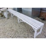 A VERY LONG 20TH CENTURY POOLSIDE BENCH, 3800 LONG