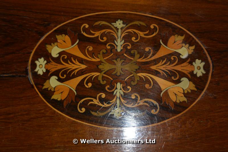19TH CENTURY OVAL OCCASIONAL TABLE WITH FINE QUALITY INLAY, 720 X 440 X 700 - Image 2 of 2
