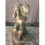 20TH CENTURY COMPOSITION STONE STUDY OF A PUTTI HOLDING FOUNTAIN, 235 X 200 X 610