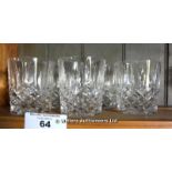 SIX CUT GLASS WHISKEY TUMBLERS