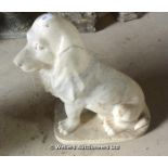 20TH CENTURY CARVED MARBLE STUDY OF A HOUND, 470H (A/F)