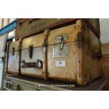 LATE 19TH CENTURY VELLUM COVERED TRAVELLING TRUNK OF HIGH QUALITY