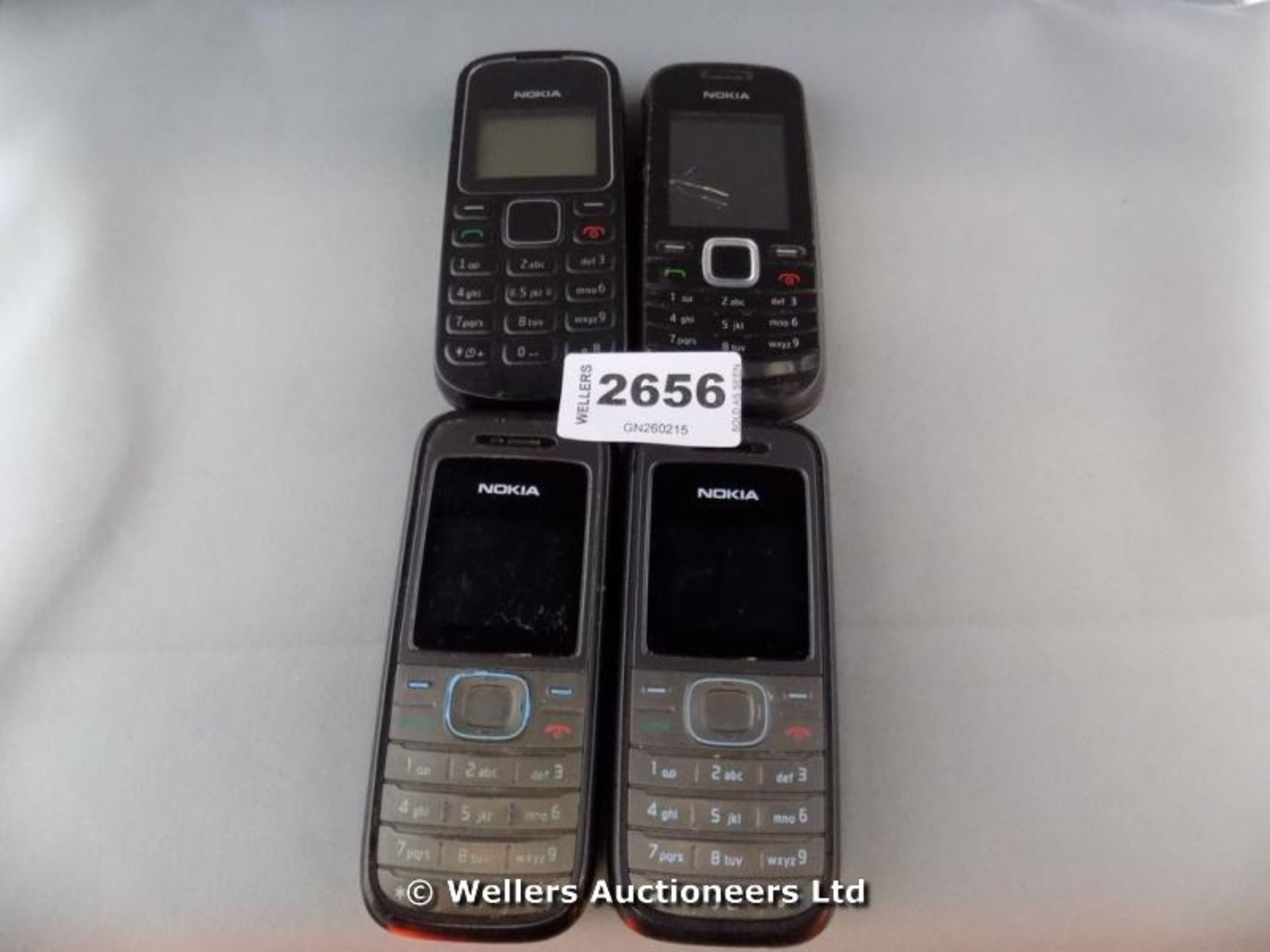 *BAG OF 4 NOKIA MOBILE PHONES MODELS 1208,1280 AND 1661 (SOME WITHOUT COVER OR BATTERY) / GRADE: