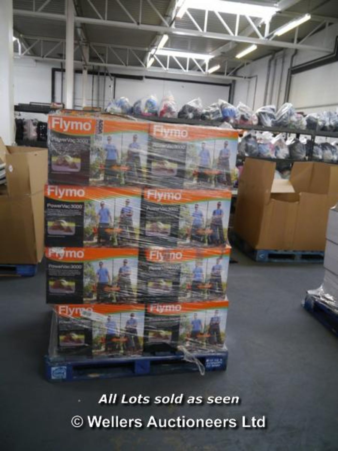 *1X MIXED PALLET OF APPROX 22X BOXED FLYMO POWERVAC 3000 GARDEN ELECTRIC BLOWER.   (LOCATION