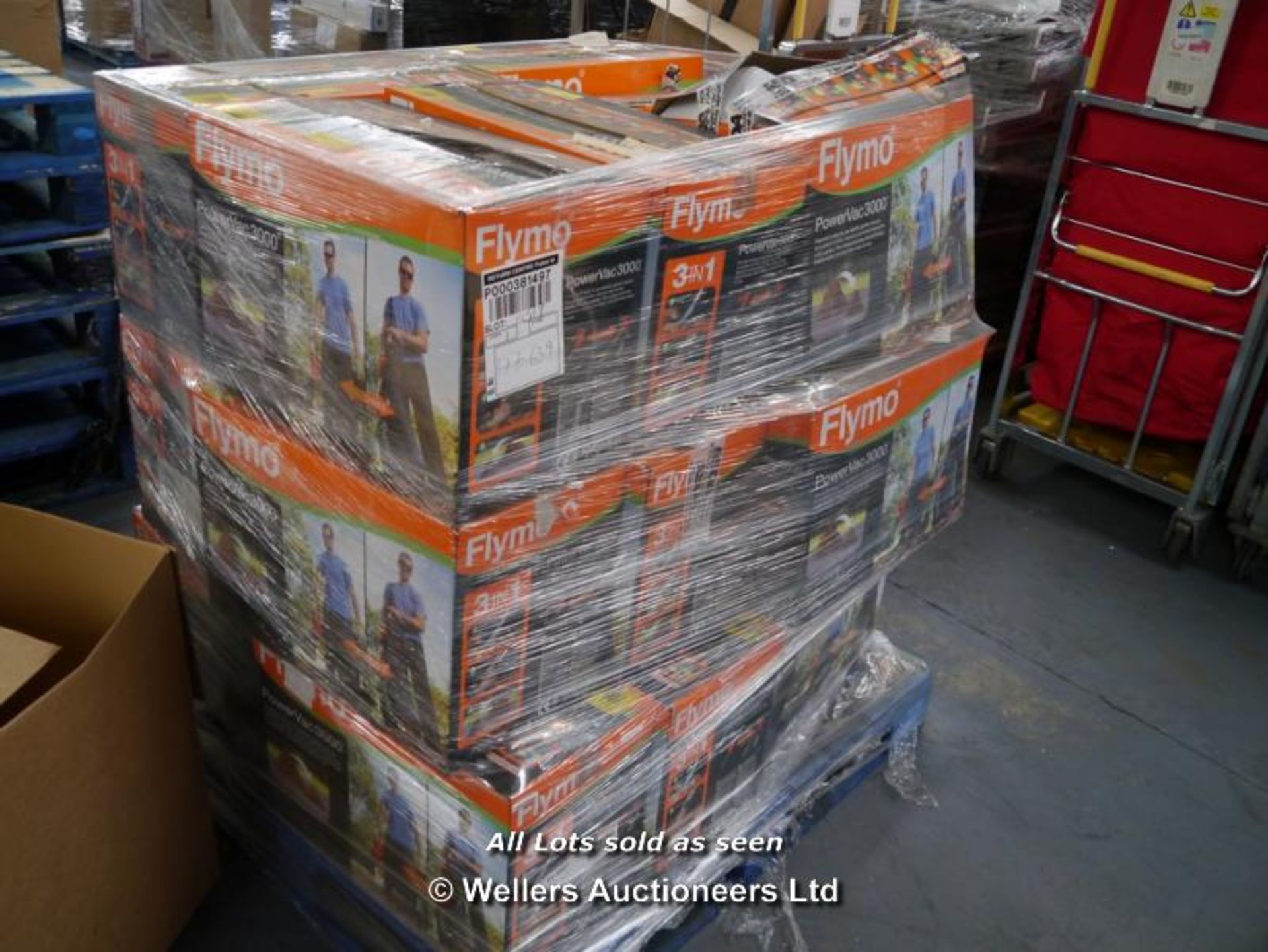 *1X MIXED PALLET OF APPROX  15X BOXED FLMYO POWERVAC 3000 ELECTRIC GARDEN BLOWERS.   (LOCATION
