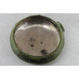 *Georgian silver outer pocket watch case, complete with green leather skin, gold dot decoration,