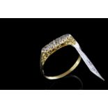 Five stone diamond ring, five Swiss cut diamonds, mounted in white and yellow metal stamped 18ct,