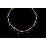 Fancy link tassel bracelet/anklet, 18ct yellow and white gold, gross weight approximately 4 grams
