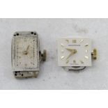 *Vintage Rolex watch movement, rectangular dial, seventeen jewel manual wind movement signed