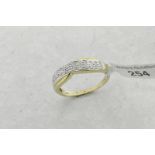 Diamond dress ring, two rows of Swiss cut diamonds, set in twisted shank, mounted in yellow and