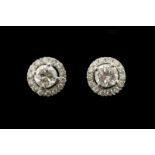 Diamond cluster earrings, central round brilliant cut diamonds, estimated total diamond weight 0.