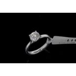 Single stone diamond ring, round brilliant cut diamond weighing an estimated 1.02ct, mounted in