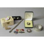 Selection of silver and costume jewellery, including a silver bangle and Albert chain