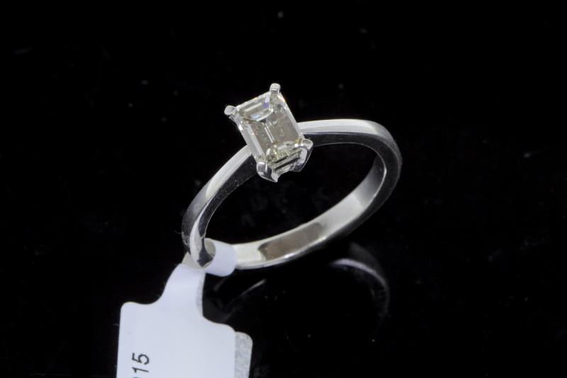 Single stone diamond ring, emerald cut diamond weighing an estimated 0.70ct, estimated colour and