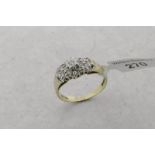 Diamond cluster ring, fifteen Swiss cut diamonds, mounted in 9ct white and yellow gold, ring size N