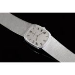 Gentlemen's 18ct white gold Corum wristwatch, rectangular dial with rounded corners and Roman