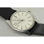 Gentlemen's Hamilton wristwatch, silver coloured dial with baton hour markers, set in stainless